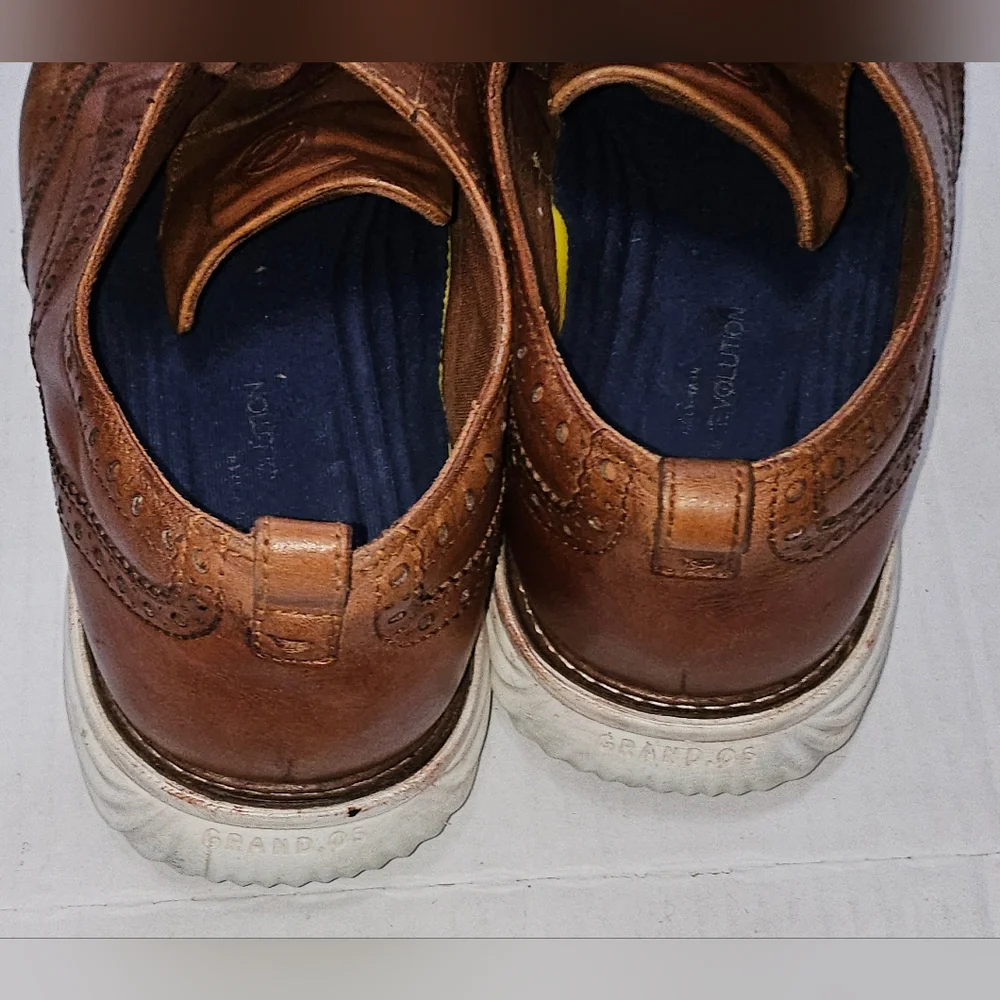 Cole Haan Grand Evolution Wingtip Oxfords Leather British Tan Men's 10.5M C26930